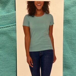 NWT DKNY Women's 100% Cotton Short-Sleeve Crew Neck green T-Shirt M